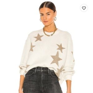 All Saints Cream with gold stars crew neck sweater size small